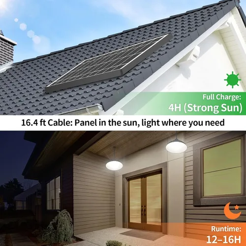 Miniatura 6 de Luz colgante solar de doble cabezal Lightonight Indoor Outdoor, Remote IP65 Waterproof Dusk to Dawn Solar Shed Lamp for Gazebo, Barn, Stables