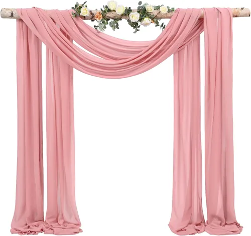 Miniatura 43 de Cortinas de arco de boda, 8 paneles de 28" x 20 pies, cortinas de tela de gasa blanca para ceremonia y recepción Blanco