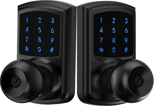 Miniatura 13 de Hidalife Cerradura de puerta de entrada sin llave con código, cerradura de puerta con teclado con asa, cerradura digital de pantalla táctil