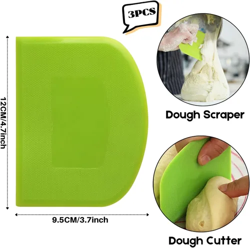 Miniatura 2 de SURDOCA Raspador de Masa Raspador de Banco - 3P 4.7x3.7" Raspador de Tazón de Plástico Flexible, Borde Afilado y Ángulos Raspador de Pastel.