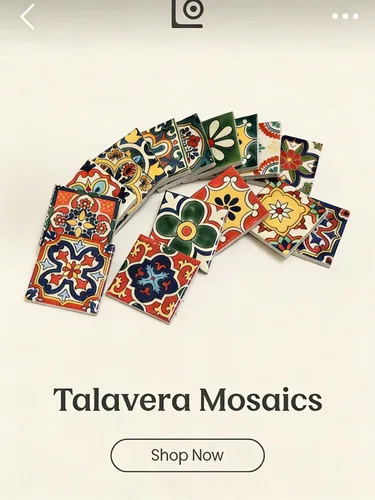 Miniatura 3 de Heimerdinger Paquete de 16 azulejos mixtos de cerámica Talavera – Mosaico de diseño marroquí mexicano de 1.9 x 1.9 pulgadas para decoración