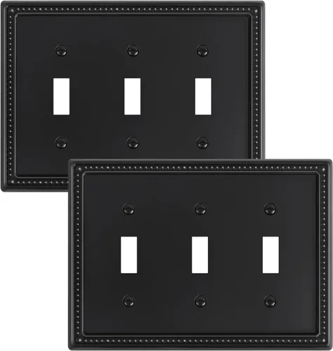 Miniatura 15 de Paquete de 4 placas de cubierta para interruptor de luz de palanca individual, cubiertas decorativas de perlas, placa de pared de metal almendra