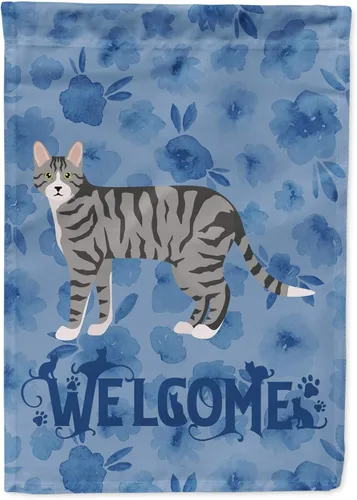 Miniatura 159 de Caroline's Treasures CK4813CHF - Bandera de bienvenida con gato abisinio azul, manga grande, para porche, para colgar en la pared, poliéster