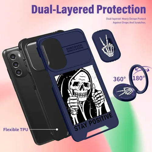 Miniatura 5 de Funermei Funda para Moto G Stylus 5G 2022, funda para teléfono con diseño de calavera de esqueleto para mujeres y niñas, diseño gótico, Como