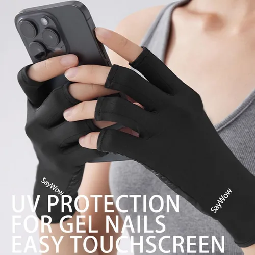 Miniatura 3 de SayWow Guantes sin dedos para mujer, protección solar UV para pantalla táctil, manicura de gel, conducción