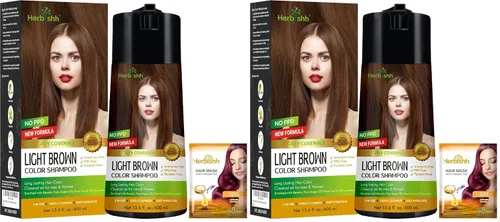 Miniatura 10 de Herbishh - Champú enriquecido con color para cabello gris - Fórmula de tinte para el cabello de larga duración y acondicionador (Marrón dorado)