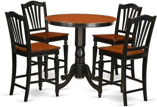Miniatura 12 de East West Furniture JACH3-BLK-C - Juego de mesa de comedor de 3 piezas de altura de mostrador contiene una mesa redonda de madera con pedestal y 2