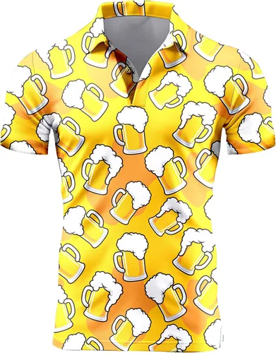 Miniatura 70 de Camisa de golf de los años 80 para hombre, ajuste seco, manga corta, estampada, divertidas, camisas de golf de los años 90 para hombre