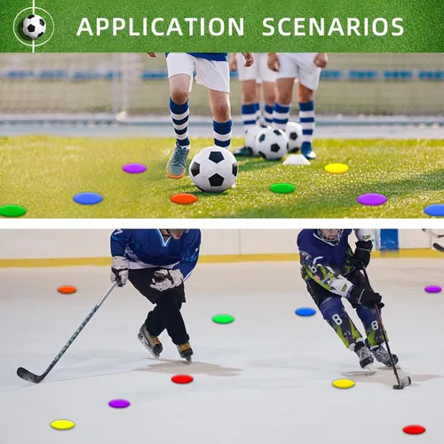 Miniatura 5 de Poly Spot Markers 4 inch/9 inch Non-Slip Rubber Agility Training Markers Floor Dots Flat Field Cones for Football, Soccer, Basketball, School