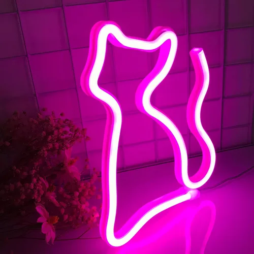 Miniatura 2 de Letrero de neón de gato, USB o 3 pilas AA, decoración de lámpara de escritorio LED, decoración de pared de dormitorio de niña, regalo de cumpleaños