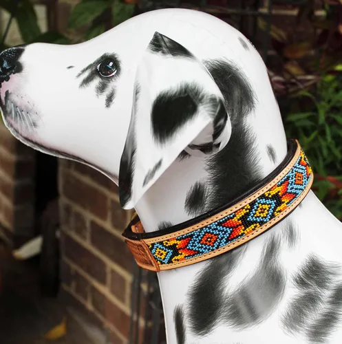 Miniatura 6 de CHALLENGER XSmall 9''- 13'' Basket Weave Tooled acolchado cuero con cuentas perro cachorro 60RT19