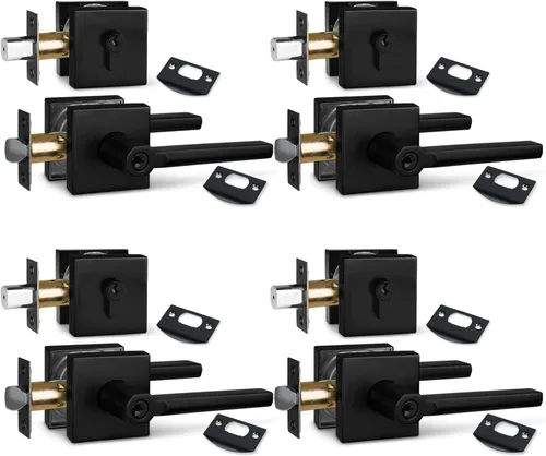 Miniatura 75 de NEWBANG Palanca de puerta de cama/baño para privacidad Baño e interior Manija de cerradura de puerta en negro mate envejecido, HD1601-DB-BK-1P