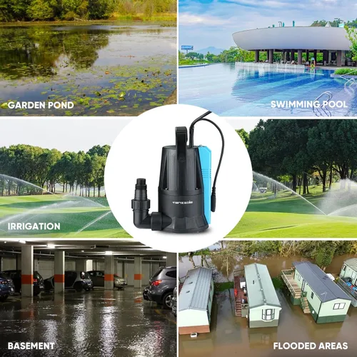 Miniatura 6 de Bomba de sumidero, bomba de agua sumergible automática de 1/3 HP 1850 GPH, bomba de eliminación de agua eléctrica portátil de bajo nivel