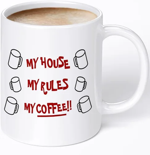 My House My Rules My Coffee - Knives Out - Taza de café de cerámica de alta calidad para el verdadero conocedor del café, taza de café divertida y