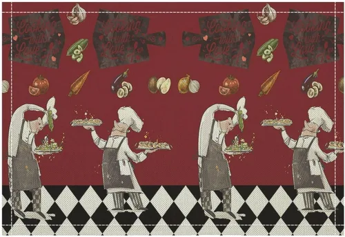 Miniatura 38 de Juego de 4 manteles individuales con estampado de cocina de chef, restaurante, cocina, acuarela, manteles individuales de tela lavable para mesa
