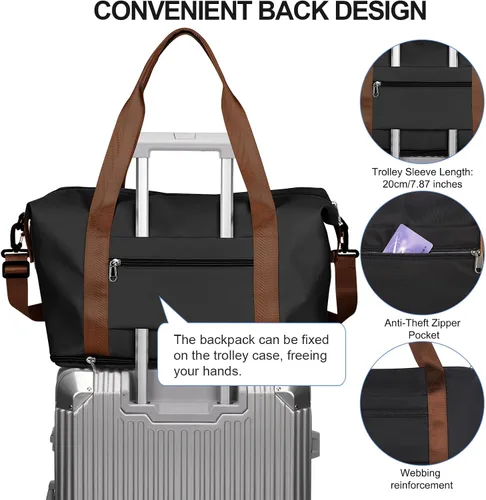 Miniatura 3 de Bolsa de viaje para mujeres y hombres, bolsa de fin de semana, T8-blackbrown