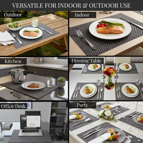 Miniatura 6 de Decozen Juego de 4 manteles individuales – Protector de mesa para decoración de cocina, resistente a los arañazos al calor, manteles individuales