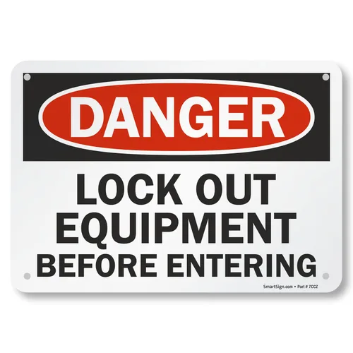 SmartSign Letrero "Peligro - Bloquea el equipo antes de entrar" | Aluminio de 7 x 10 pulgadas Aluminio no reflectante de 7" x 10"