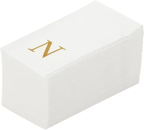 Miniatura 65 de Luxenap Toallas de invitados de tacto de lino de 15.8 X 7.9 pulgadas, 50 toallas de mano con letras - Letra dorada "S", fuente sans serif