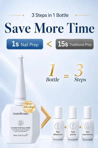 Miniatura 2 de AZUREBEAUTY Deshidratador de uñas de 0.6 fl oz y capa base de imprimación, preparación nutritiva de uñas 3 en uno, sin ácidos y sin hema, secado