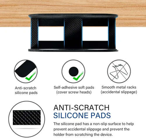 Miniatura 3 de BYMECOST Soporte de almacenamiento para portátil debajo del escritorio, soporte de metal para dispositivos bajo el escritorio, para dispositivos
