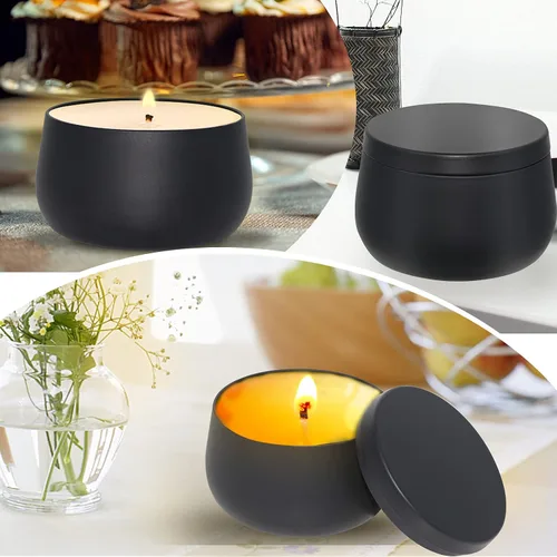Miniatura 6 de Latas de velas de 8 onzas con tapas, tarros de velas negras, latas de velas a granel para hacer velas, tarros de fabricación de velas