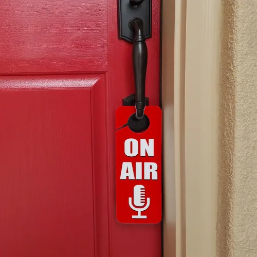 Miniatura 2 de GRAPHICS & MORE On Air Micrófono Grabación Radio Podcast Plástico Perilla Perilla de Puerta Señal