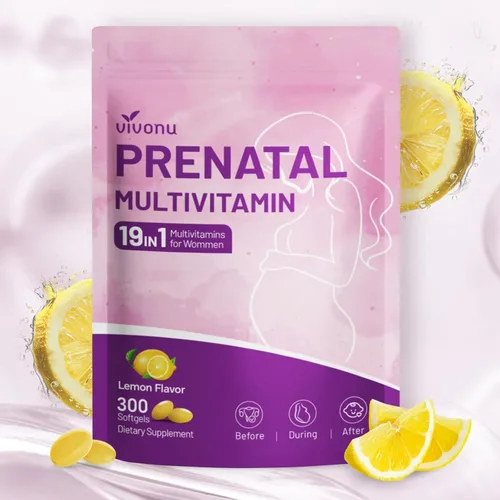 VivoNu Vitaminas prenatales para mujeres, vitamina D3, K2, B6, B12, C con ácido fólico, DHA, colina, probióticos, hierro, calcio, zinc y magnesio,