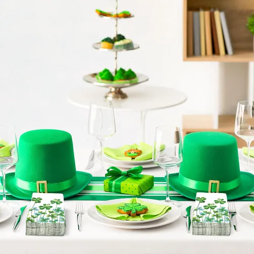 Miniatura 5 de 80 servilletas desechables para invitados del día de San Patricio, servilletas de papel de trébol verde de la suerte, toallas de mano para fiesta
