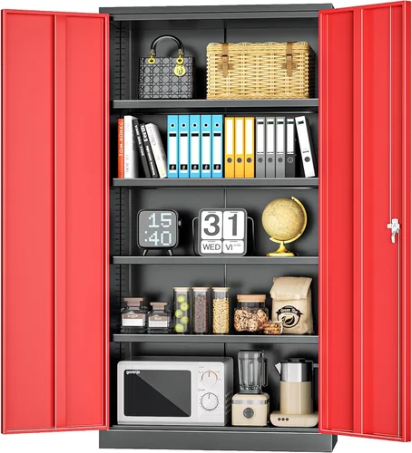 Miniatura 18 de INTERGREAT 67" Tall Bathroom Cabinet, Storage Cabinet with 2 Doors & 1 Drawer, Bathroom Storage Cabinets with Adjustable Shelves, for Living Room