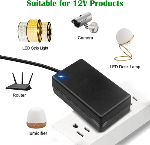 Miniatura 7 de Adaptador de fuente de alimentación de 12V 4A - LeTaoXing AC 100-240V 50/60Hz a DC 12V/4A 48W cargador 0.217 in x 0.098 in 12V4A para tira de luz