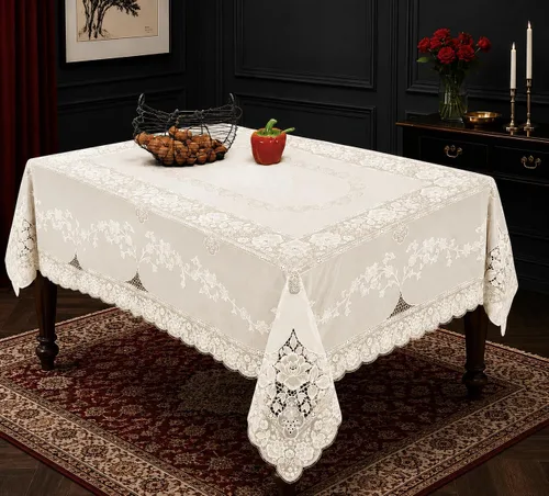 Miniatura 3 de Violet Linen Mantel de vinilo con diseño de Betenburg, color beige, 60 x 90 pulgadas, oblongo/rectangular