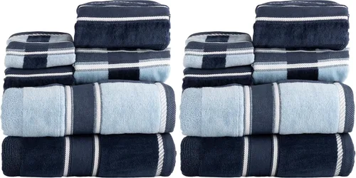 Lavish Home Juego de 6 Toallas de Baño - 525 GSM 100% Algodón Accesorios de Baño - 2 Sábanas de Baño, 2 Toallas de Mano, y 2 Toallas de Lavado -