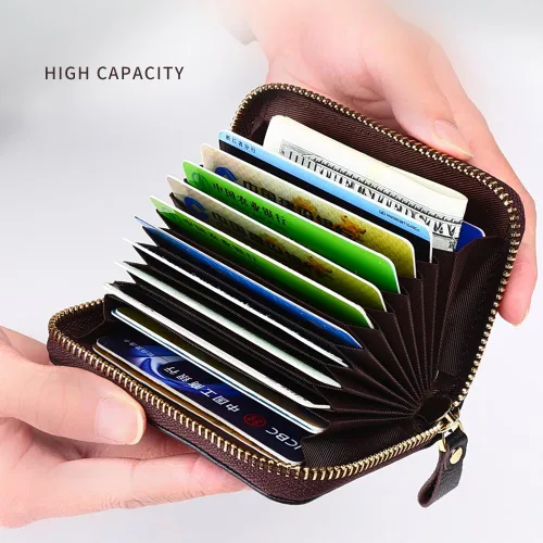 Miniatura 2 de LAORENTOU Hombres Cartera Cuero Genuino Titular De La Tarjeta Para Hombre Marca Negocios Licencia De Conductor De La Tarjeta De Crédito, Marrón 3