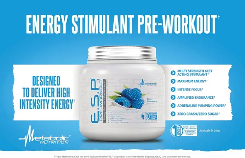 Miniatura 4 de Suplemento de nutrición metabólica ESP. Suplemento energizante y estimulador de la resistencia de preentrenamiento. Mayor energía y concentración