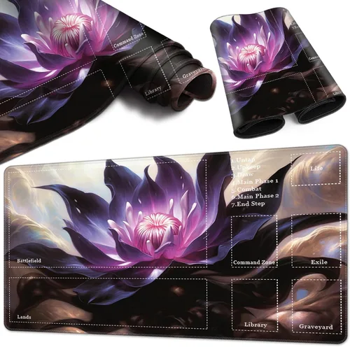 Miniatura 10 de Tapete de juego para MTG Playmat con zonas, 24 x 14 pulgadas, tapete de juego TCG ideal para MTG Playmat Game Trading Board, impresión original