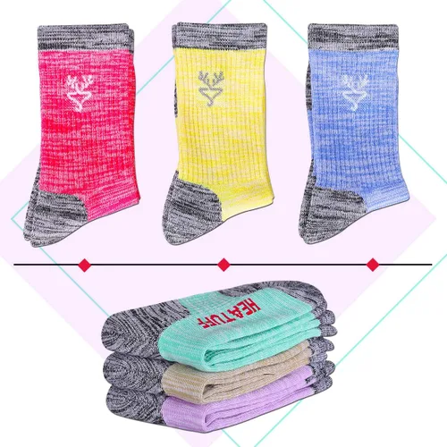 Miniatura 6 de Heatuff Paquete de 6 calcetines de senderismo para mujer, calcetines deportivos de alto rendimiento, amortiguadores de senderismo al aire libre