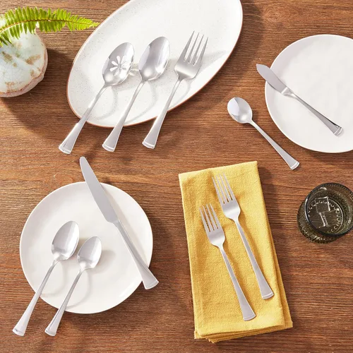 Miniatura 2 de Gourmet Basics by Mikasa Contempo - Juego de cubiertos de acero inoxidable (45 piezas), servicio para 8