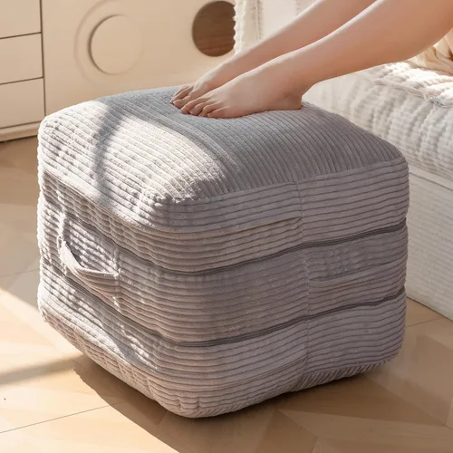 Miniatura 15 de HIGOGOGO Puf otomano relleno redondo moderno relleno de espuma pufs de 20 x 18 pulgadas, otomanos modulares separados en cojines de suelo para silla