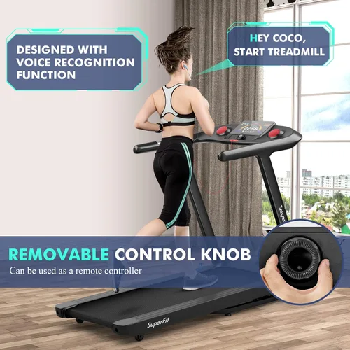 Miniatura 6 de Goplus Caminadora plegable de 4.75 HP con 15% de inclinación automática, caminadora eléctrica Superfit con control de voz y aplicación, 20 programas