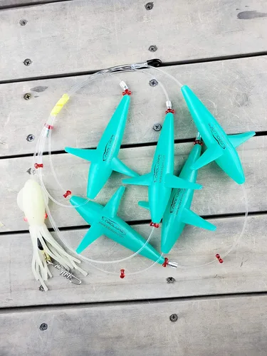 Miniatura 5 de Lobo Lures #401 Teaser de atún con forma de margarita, cadena de 400 libras, líder de 500 libras, sacacorchos giratorio y bolsa de almacenamiento