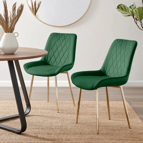 Miniatura 18 de Furniturebox - Juego de 2 sillas de comedor Pesaro, terciopelo crema, plateado, patas de metal cromado, modernas, contemporáneas, de lujo, sillas