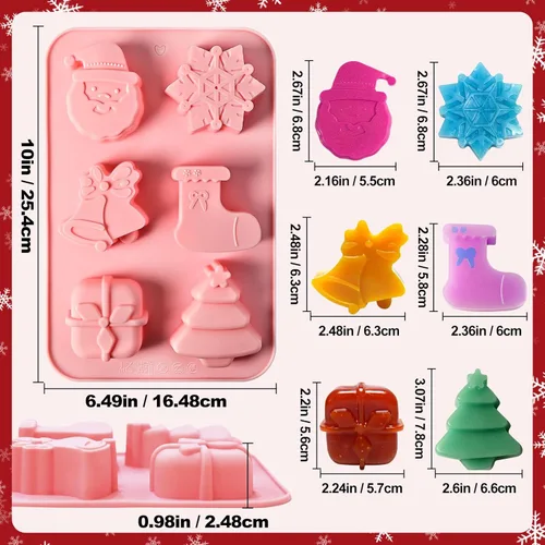 Miniatura 3 de Moldes de jabón de Navidad, 2 moldes de silicona de Navidad para velas, jabones, mini pasteles, árbol de Navidad, copo de nieve, Papá Noel
