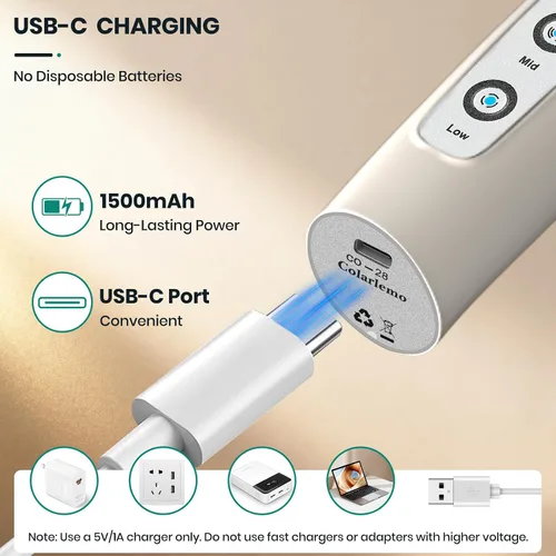Miniatura 4 de Colarlemo Espumador de Leche de Mano Recargable con Soporte, Varita Espumadora Mezclador de Bebidas Batidor Eléctrico para Café, Desmontable con 3