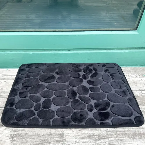 Miniatura 7 de Tapete de baño negro de secado rápido, 24 x 36 pulgadas, antideslizante, de espuma viscoelástica, lavable a máquina
