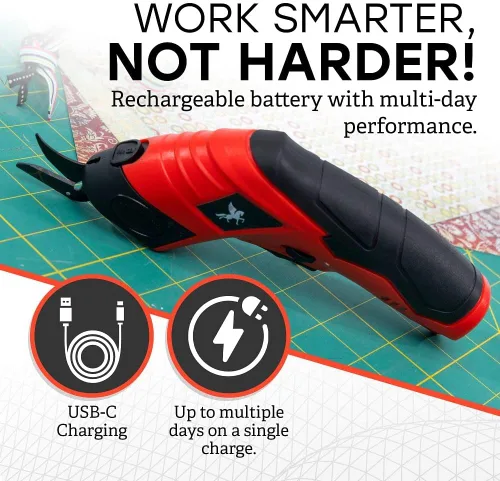 Miniatura 5 de Tijeras eléctricas inalámbricas, herramienta de corte recargable para tela, cartón, plástico, papel, cuero, hoja desmontable, agarre ergonómico