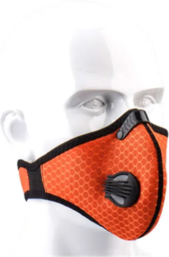 Miniatura 7 de Máscara deportiva de ciclismo a prueba de polvo con 2 filtros de carbono para el viento, esquí, entrenamiento, correr, motocicleta, negro, azul