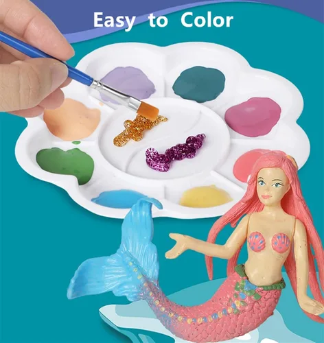 Miniatura 5 de BESTYMXY Kit de pintura de juguetes de sirena, kit de pintura de sirena, juego de arte para niños, juego de arte y manualidades de sirena, juguetes