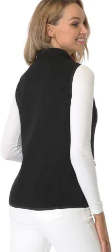 Miniatura 3 de Fuinloth Chaleco de vellón para mujer suave polar sin mangas ajuste clásico con cremallera en los bolsillos