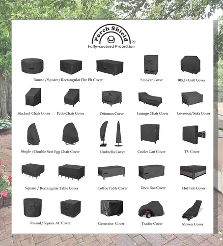 Miniatura 8 de Porch Shield - Funda para chimenea de patio - Funda impermeable 600D para chimenea de exteriores rectangular - Protector de cubierta de mesa